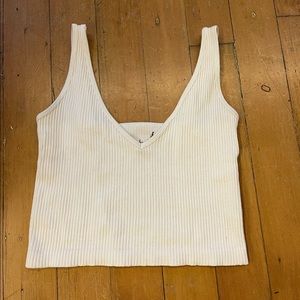 White Ribbed Free People Tank